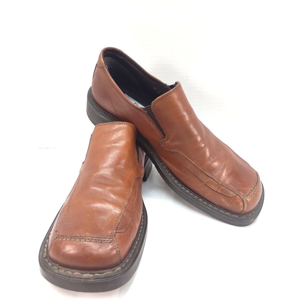 Franco Fortini Brown Leather Loafers Mens Square Toe Block Heel Sz 11.5 M